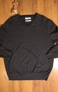 Sweter M&S r. M ciemny szary bawełniany męski dekolt v 