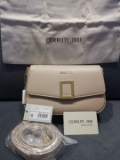 Cerruti 1881 Rafaela Off White – beżowa torebka damska z paskiem, certyfika