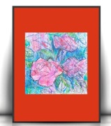 kwiaty obrazek A4, kwiatki rysunek 21x30, róże plakat a4 grafika boho