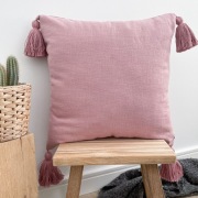 Poszewka na poduszkę różowa lniana boho 45x45