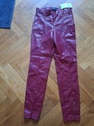 Zara nowe spodnie M/38 eko skóra legging bordowe burgund
