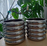 CERAMICZNE OSŁONKI NA DONICZKI SREBRNE MODNY WZÓR GLAMOUR 2 SZT