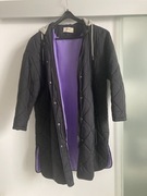 Czarna dłuższa pikowana kurtka z odsuwanym bawełnianym kapturem Esprit L