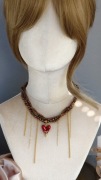 Choker 3w1 transformator czekoladowy hematyt serce pozłacany