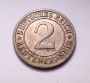 Niemcy 2 pfennig 1924 J PIĘKNA!