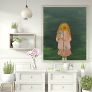 Plakat dziewczynka ze słonecznikiem, grafika na ścianę A4