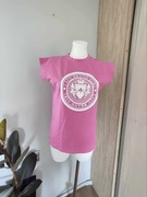 T-shirt damski LaLu różowy z nadrukiem, bawełna,rozmiar uniwersalny