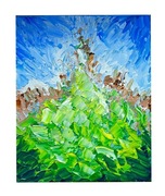 Ręcznie malowany obraz - Tropikalna wyspa, akryl na płótnie 30x40 cm