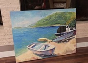,,łódź” Akryl na płótnie, blejtram 60x80 cm