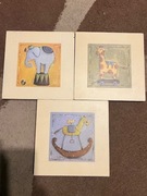 Kpl obrazów na ścianę dla dzieci konik żyrafa słoń piękne