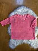 NEXT s koronkowa bluzka prześwitująca różowy neon