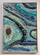 Obraz strukturalny 3D z żywicy 30x42cm ręcznie wykonany, rama alu srebrna