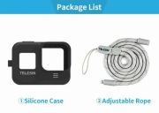 Telesin czarne etui silikonowe do GoPro 8 + dekiel