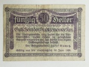 Sprzedam banknot Austria Notgeld 50 heller 1920r. miasto Linz