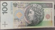 100 złotych. Seria YL 9896989. SUPER RADAR !