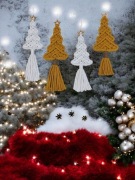 Białe choinki, zawieszki, ozdoby choinkowe, dekoracje 