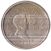 FILIPINY 5 peso 2014, KM# 272, XF
