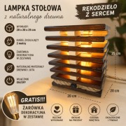 Lampka stołowa, nocna, dekoracyjna z naturalnego drewna 