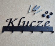 Metalowy wieszak na klucze napis "Klucze" Czarny mat Nowy Loft Industrialny
