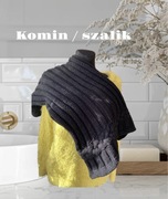 Fantastyczny gruby ciepły szalik tuba komin buff snood na zimę czarny akryl