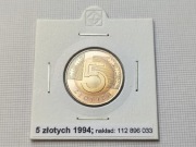 5 zł złotych 1994 stan I menniczy - likwidacja kolekcji