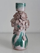 Vintage ceramiczny, rzeźbiarskie kwiaty, art nouveau/cottagecore
