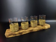 Szklanki zestaw 4szt szklanek z PRL szydelkowane uchwyty. 