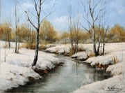 Art-124_Zimowa rzeka - obraz olejny 40x30