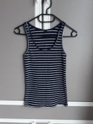 Prążkowany granatowy podkoszulek koszulka na ramiączkach Stradivarius S