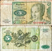 Banknot 5 Marek Niemieckich 1960/01/02 seria A RFN Deutsche Bundesbank