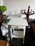 2x Stolik nocny Ikea biały z szufladą i półką vintage komplet