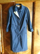 Długi granatowy płaszcz trencz 42