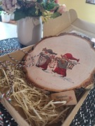 Podstawka pod kubek/obrazek na drewnie malowany 