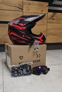 Kask Gogle Rękawiczki na Hulajnogę Cross Enduro Quad BMX MTB Czerwony S