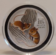 Moneta Lunar 3 III Rok Myszy 2020 kolor 1oz Ag9999