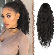 Włosy syntetyczne 45 cm naturalny czarny falowane kucyk 