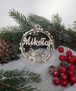 bombka zawieszka drewniana ozdoba na choinkę/Boże Narodzenie - wzór 16