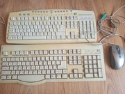 Dwie retro klawiatury i myszka kulkowa 
