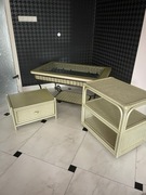 Komplet mebli KLER Rattan Prestige – kuty metal, perłowa zieleń