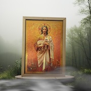 Piękny obraz 24x32 na grubiej desce Pan Jezus Dobry Pasterz 