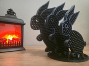 Króliki 3D dekoracja zestaw M+L+XL z podstawą | design loft (CZARNY)