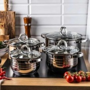 Komplet garnków zestaw 9el Klausberg stal indukcja gaz