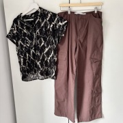 Spodnie damskie cargo, nowe r.M, bawełna, wysoki stan