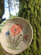 Ceramiczna patera kwiaty lata, rękodzieło 