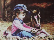 Malowanie po numerach 30x40 obraz na ramię dziewczynka i kon