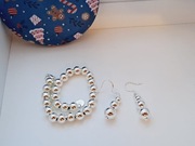 Komplet biżuterii srebrny kolor bransoletka i kolczyki 