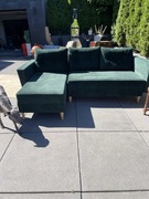 Wypoczynek narożny welur zieleń butelkowa