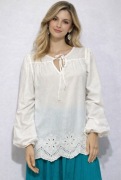 Bluzka biała 100 % bawełna boho z głupim rękawem modna