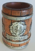 Mały pamiątkowy ceramiczny kufelek z Ołeśka w Ukrainie