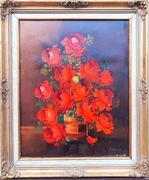 Kwiaty w wazonie, 40x50 w ramie 55x65cm.